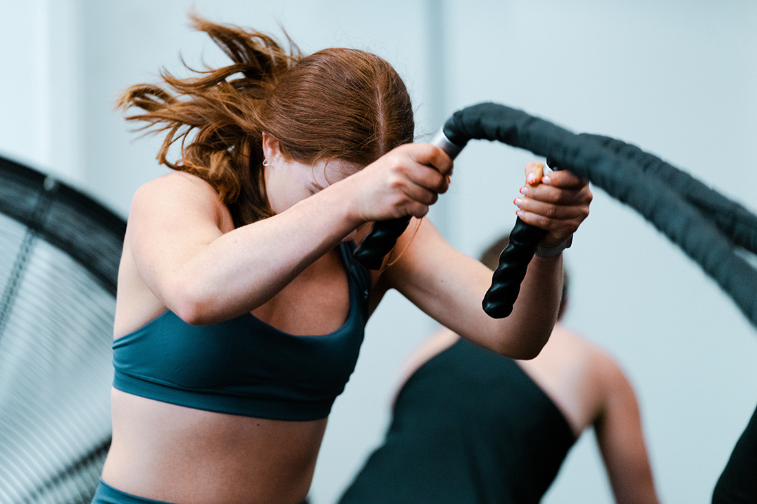 Body Fit Trainee demonstrating rope pulling workout